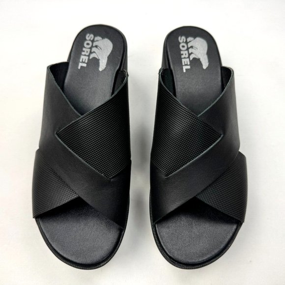 Sorel Cameron Flatform Mule Sandals Women 7.5 EUC Comfortable Open Toe Black - Picture 4 of 10